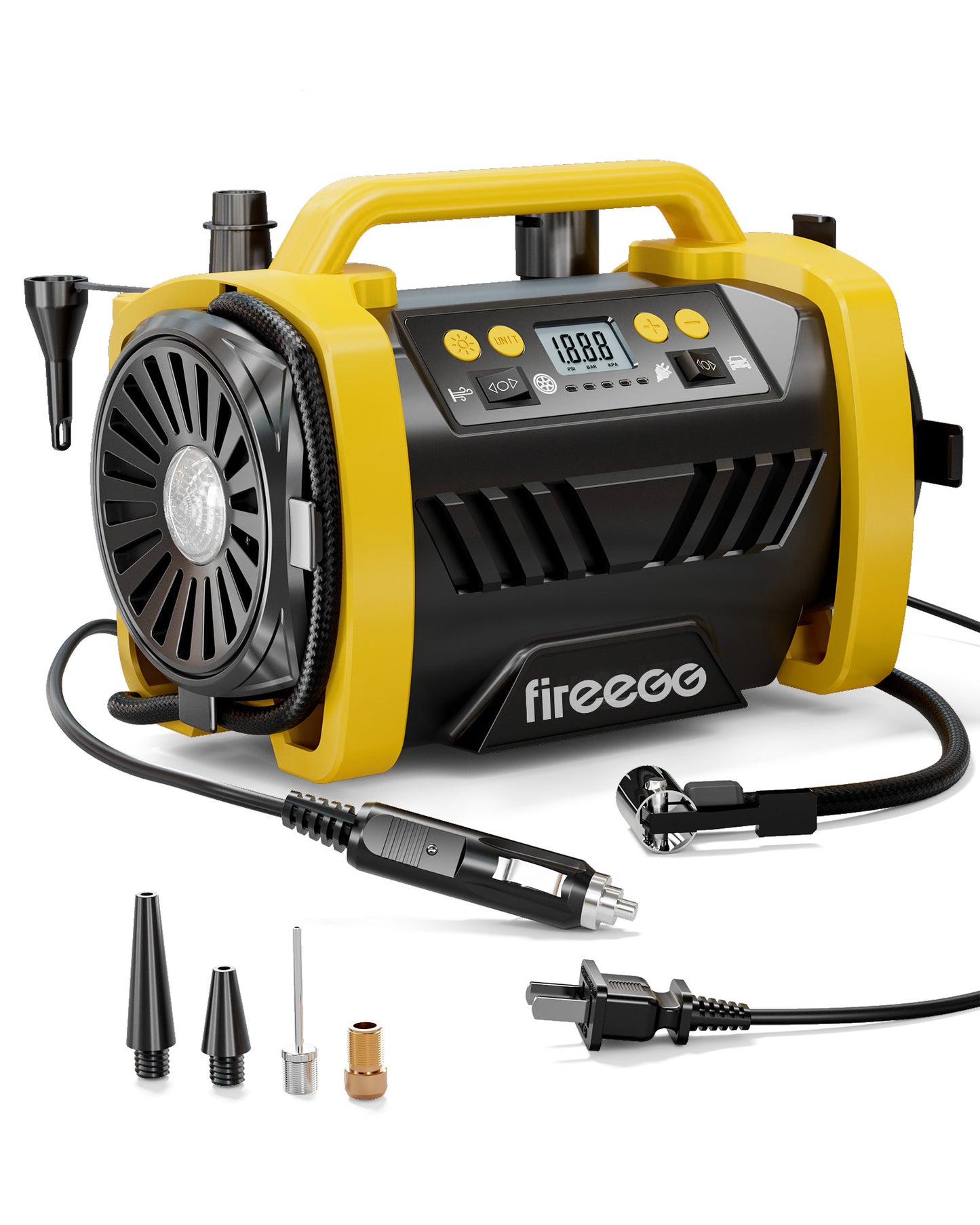Fireegg Dual-Power Air Compressor for Home and Car Use