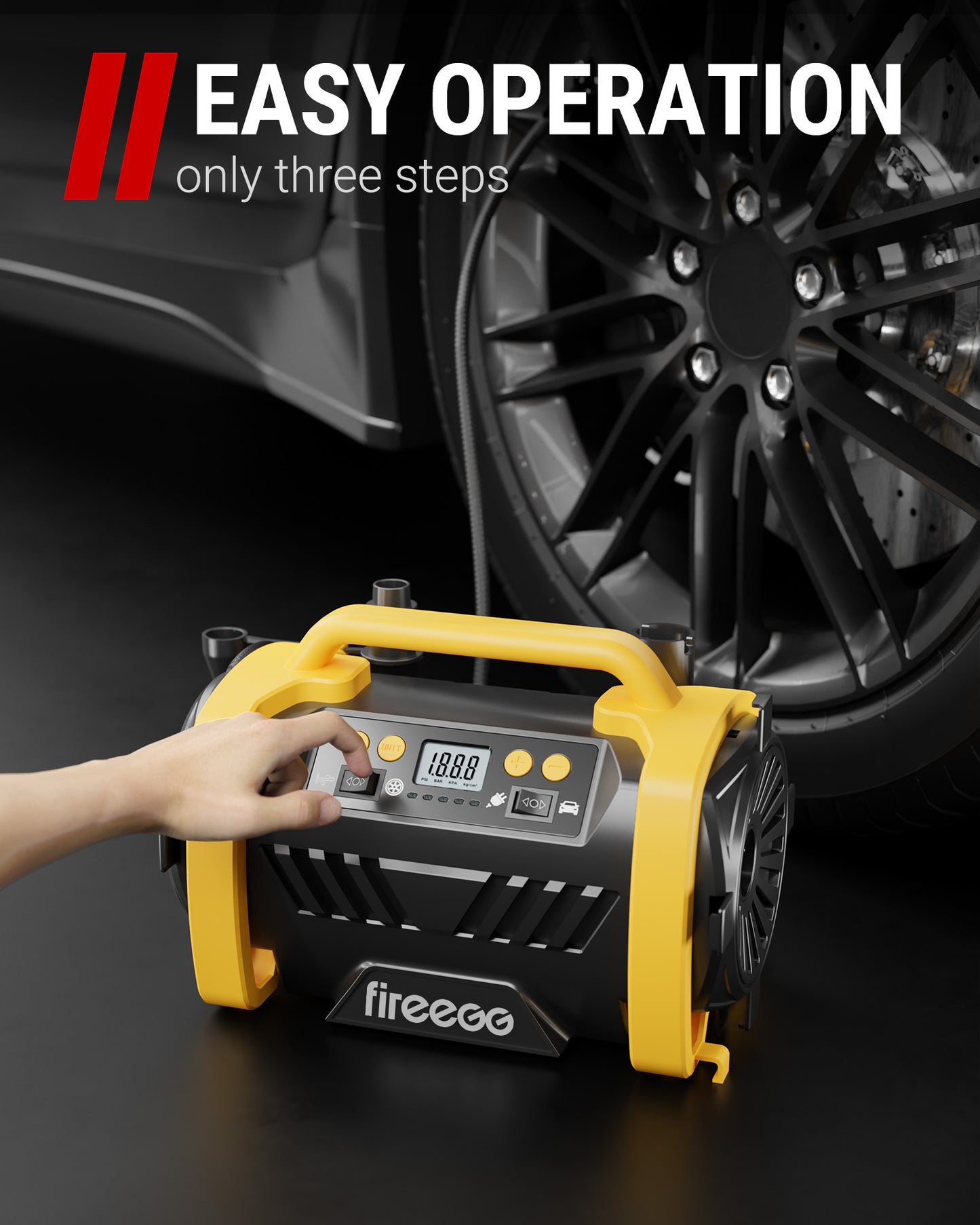 Fireegg Dual-Power Air Compressor for Home and Car Use