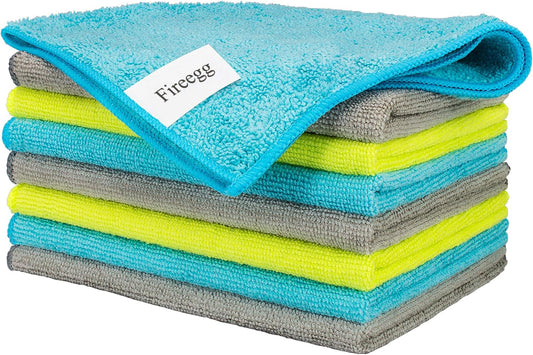 Fireegg Microfiber Cleaning Cloths, Reusable Dusting Cloths for Kitchen, Car, Glass, Furniture and Home Cleaning, Soft Absorbent Lint Free Cleaning Towels, Multi-Purpose Cleaning Rags