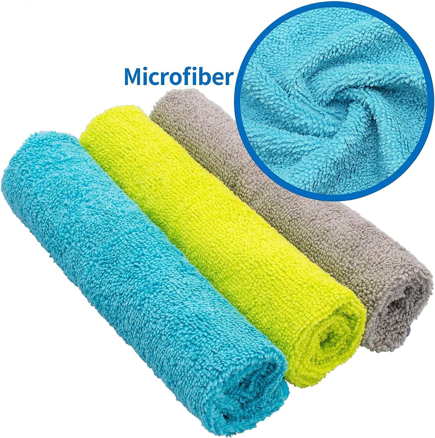 Fireegg Microfiber Cleaning Cloths, Reusable Dusting Cloths for Kitchen, Car, Glass, Furniture and Home Cleaning, Soft Absorbent Lint Free Cleaning Towels, Multi-Purpose Cleaning Rags