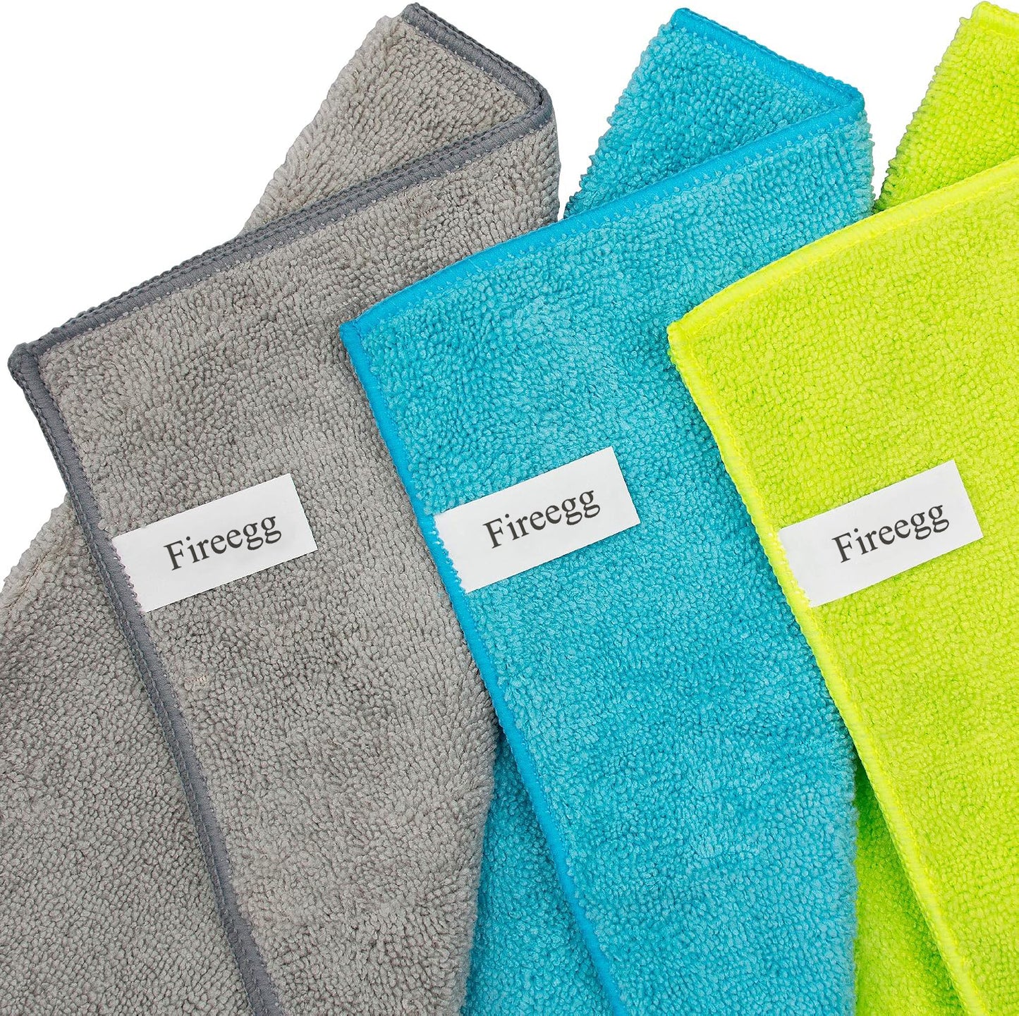 Fireegg Microfiber Cleaning Cloths, Reusable Dusting Cloths for Kitchen, Car, Glass, Furniture and Home Cleaning, Soft Absorbent Lint Free Cleaning Towels, Multi-Purpose Cleaning Rags