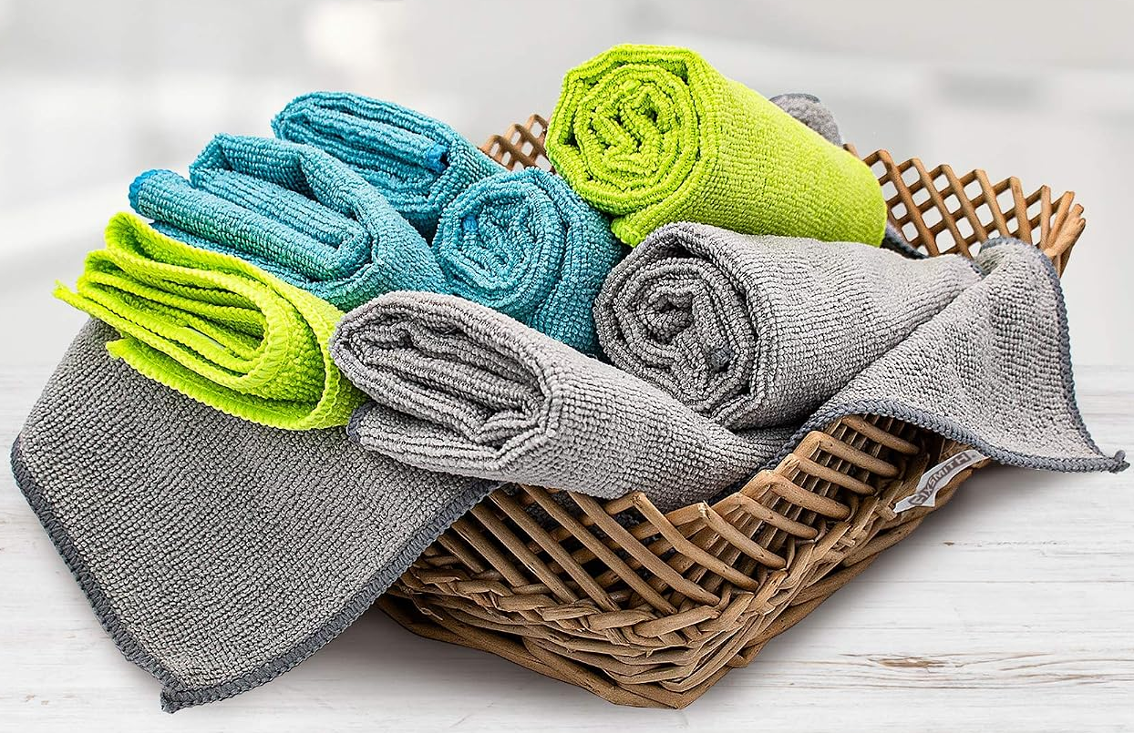 Fireegg Microfiber Cleaning Cloths, Reusable Dusting Cloths for Kitchen, Car, Glass, Furniture and Home Cleaning, Soft Absorbent Lint Free Cleaning Towels, Multi-Purpose Cleaning Rags